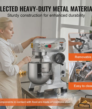 Professionele Standmixer 20L - 3 Snelheden, Deegmixer met RVS Kom & 3 Opzetstukken