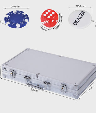 Complete Poker Set met 300 Chips, Kaarten en Aluminium Koffer