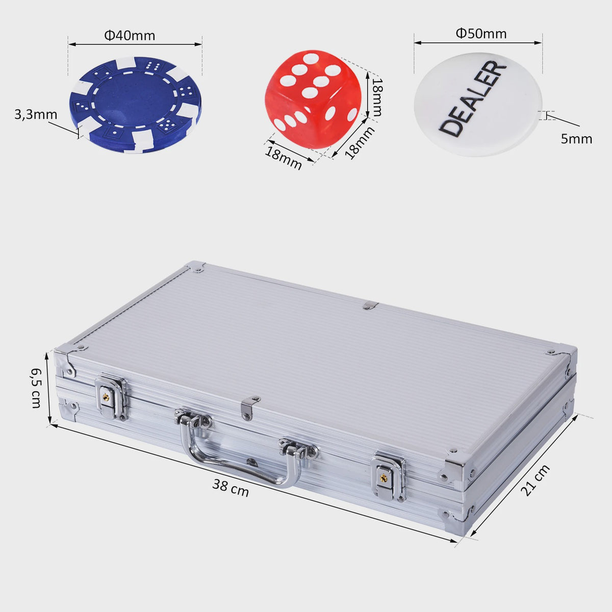 Complete Poker Set met 300 Chips, Kaarten en Aluminium Koffer