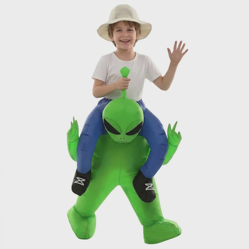 Opblaasbaar Alien Kostuum voor Kinderen & Volwassenen - Grappig Feest-, Halloween- & Carnavalskostuum