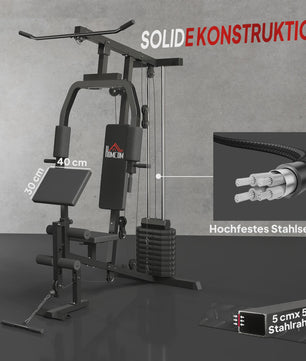 HOMCOM Krachtstation Fitness Station Multigym - Zwart