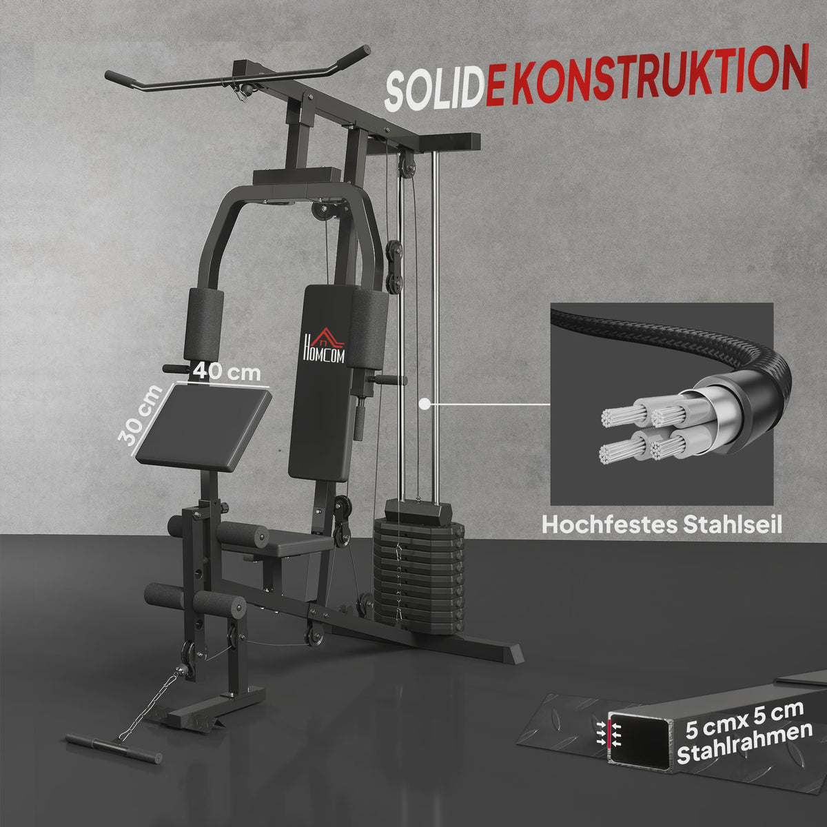 HOMCOM Krachtstation Fitness Station Multigym - Zwart