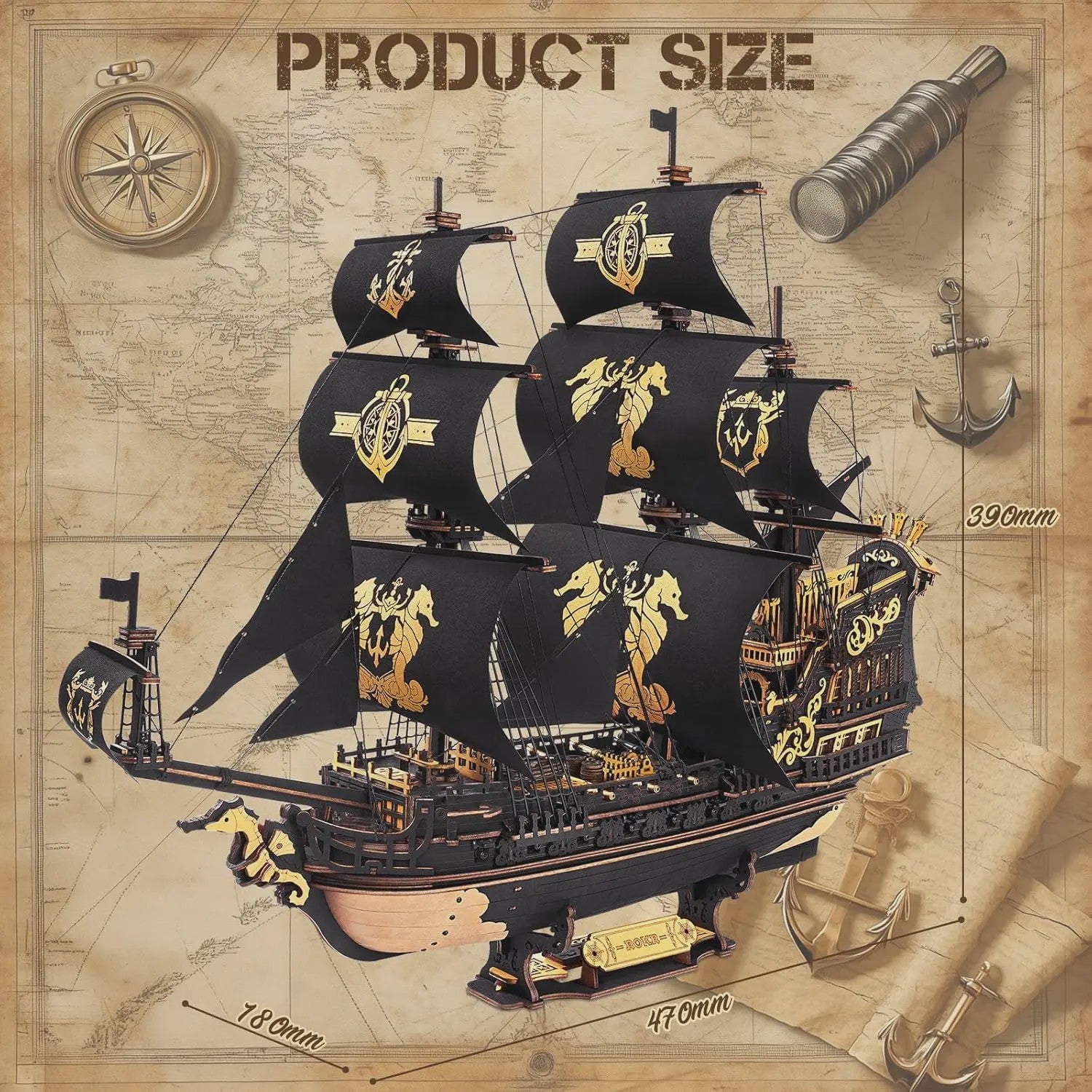 Robotime ROKR Houten 3D Puzzel Model Schepen - Zeeparel Barque