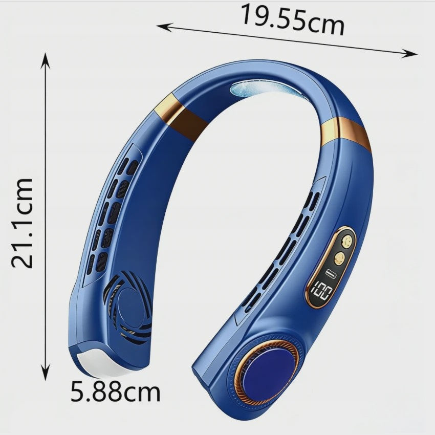 Draagbare Bladloze Nekventilator: USB Oplaadbaar, Stil, 5 Snelheden & LED Display