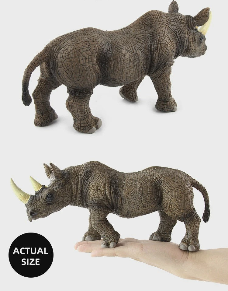 Grote Realistische Zwarte Neushoorn Speelgoedfiguur - 27.5cm PVC Wild Dier Model