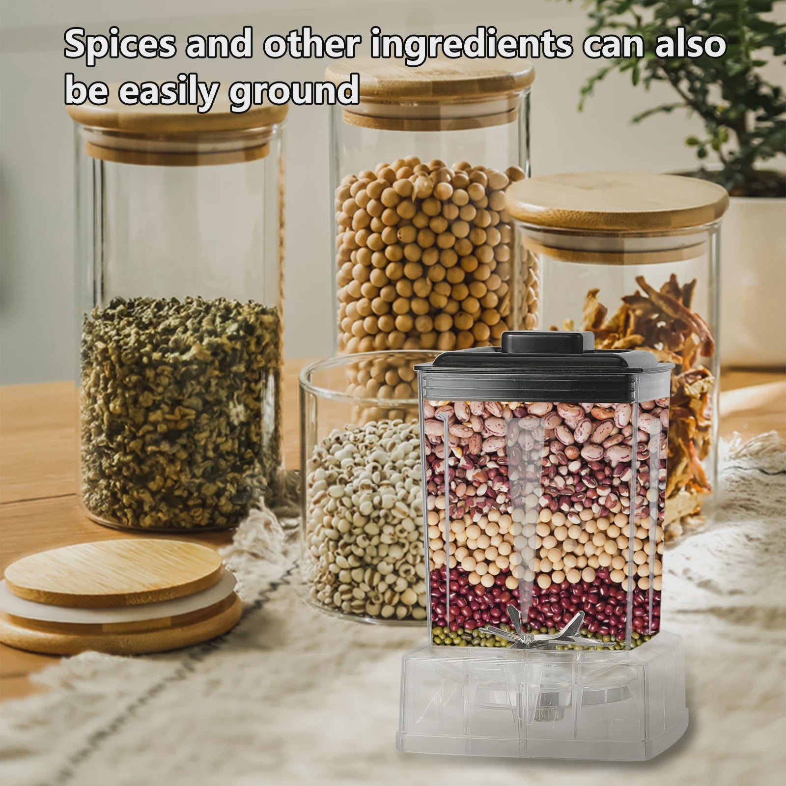 Professionele 2-in-1 Blender: 800W, 27000RPM, 2L+0.5L Dubbele Jars, IJs Crushen, Malen & Smoothies