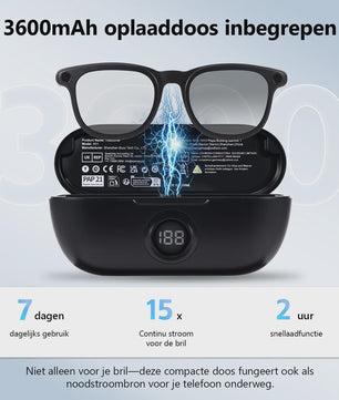 AI Smart Bril met Camera: Vertaling, Foto/Video, 3600mAh Batterij & WiFi/BT