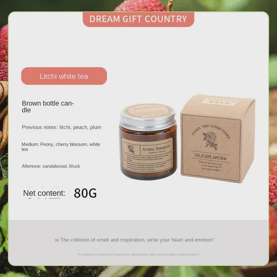 Aromatherapie Kaars in Bruine Glazen Pot - Geurkaars voor Ontspanning & Cadeau