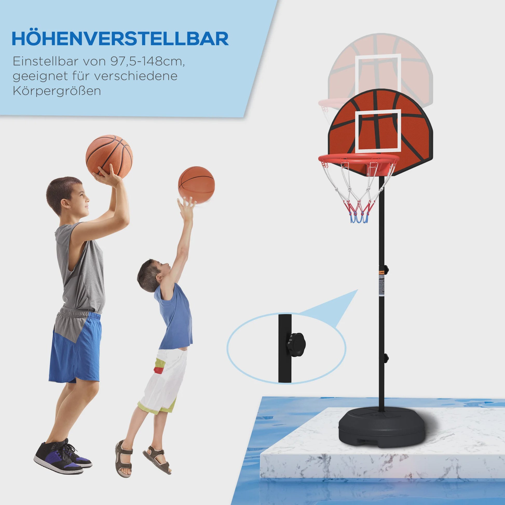 In hoogte verstelbare basketbalring met standaard en magnetisch dartbord - Indoor/Outdoor
