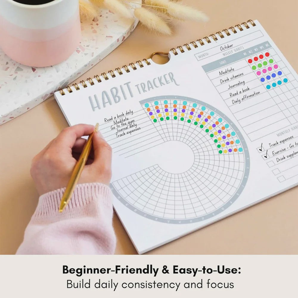 Motiverende Habit Tracker Kalender & Journal - 12 Maanden OngeДата, Plan Je Doelen