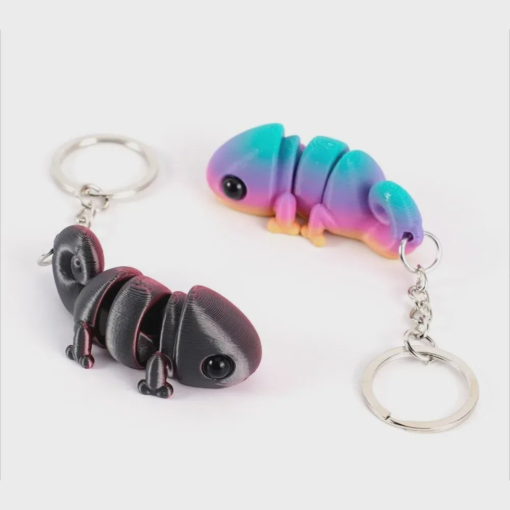 Bewegelijke 3D Geprinte Kameleon Sleutelhanger - Leuk Accessoire & Cadeau