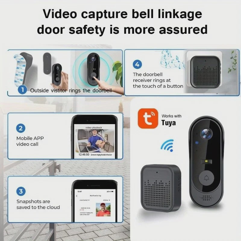 Slimme WiFi Videodeurbel met HD Camera - Tweeweg Audio & Nachtzicht