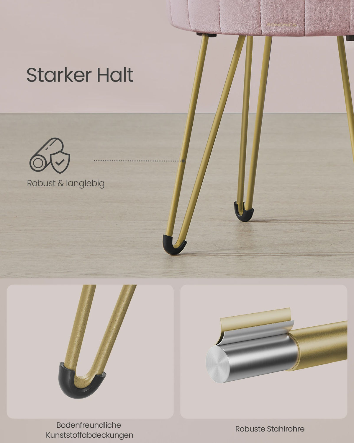 Verstelbare Fluwelen Poef met Opbergruimte en Metalen Poten - Elegant & Comfortabel