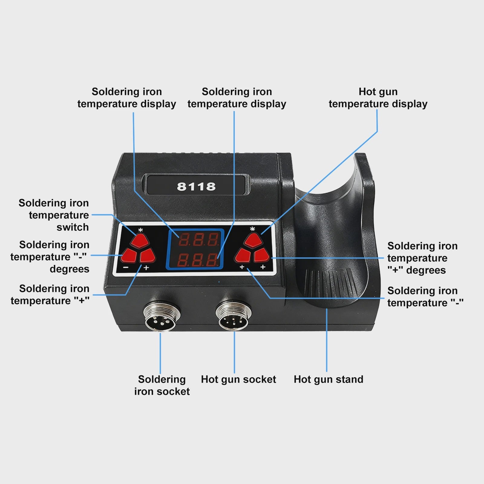 700W 2-in-1 Soldeerstation met Hete Lucht: Soldeerbout & Hittepistool voor PCB Reparatie