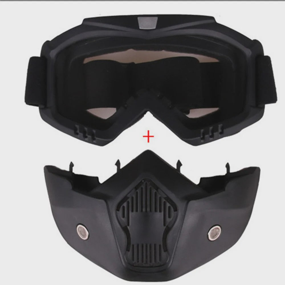 Motorcross Bril met Afneembaar Ademend Masker - Stof- en Impactbestendig