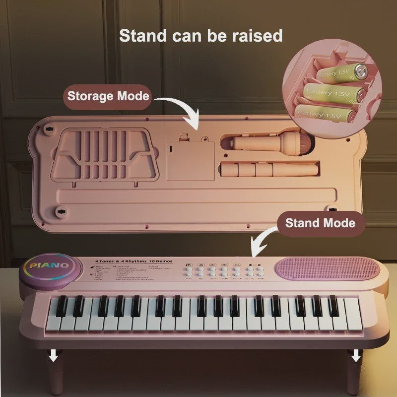 Kids Electric Piano 37 Baby Keyboard with Microphone Singing Songs Development Educational Toy Musical Instrument Games Children