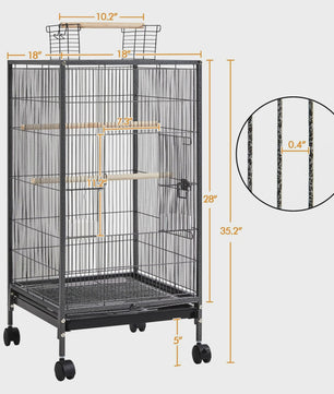 Grote Vogelkooi met Standaard - Wrought Iron Vliegkooi voor Parkieten, Kaketoe, Papegaai