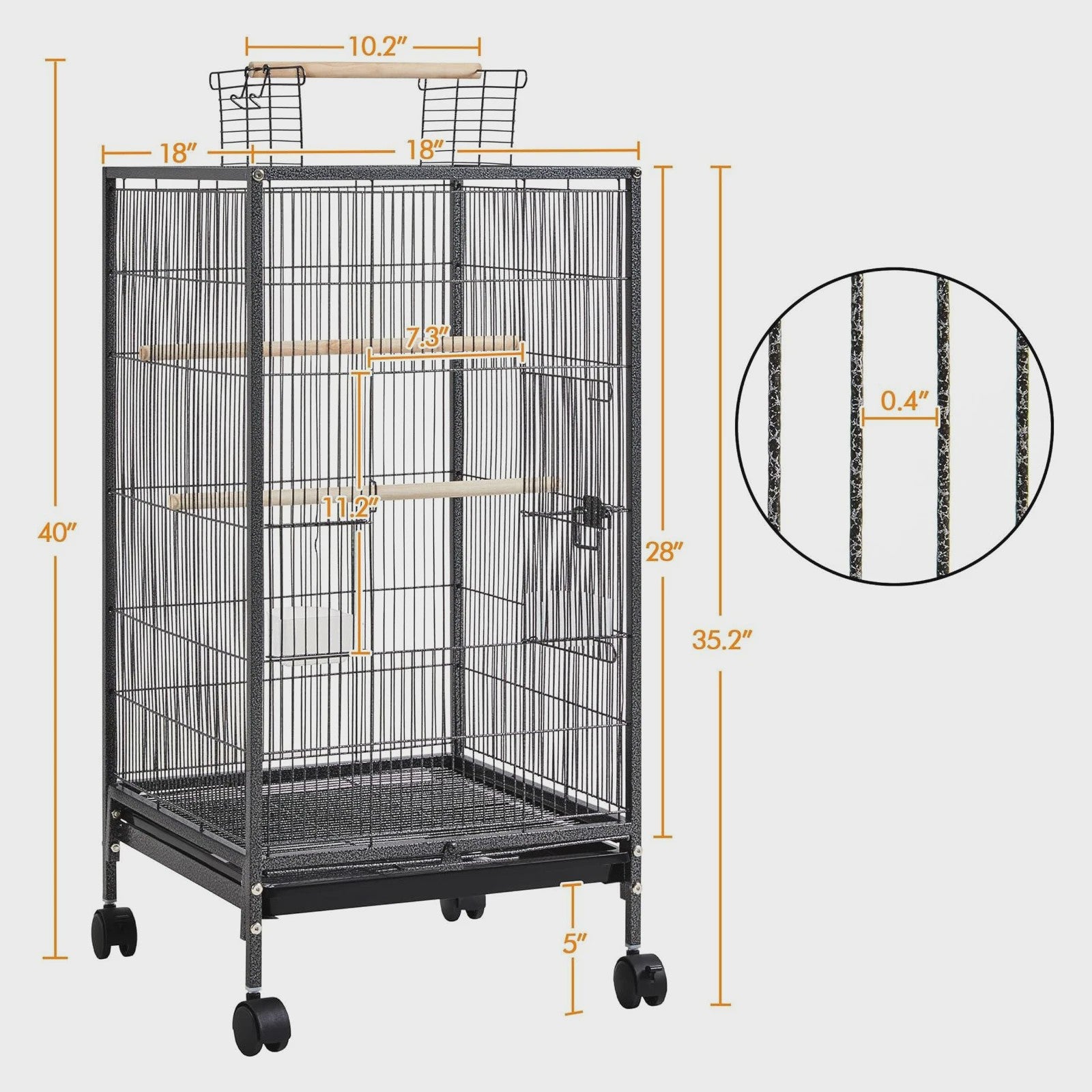 Grote Vogelkooi met Standaard - Wrought Iron Vliegkooi voor Parkieten, Kaketoe, Papegaai