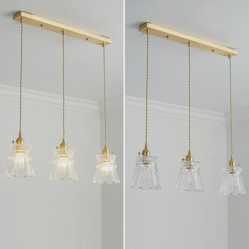 Koperkleurige Glazen Hanglamp - Stijlvolle LED Plafondlamp voor Woonkamer, Slaapkamer & Keuken