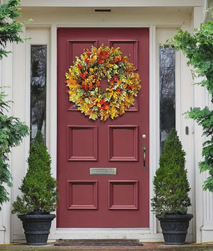 Elegante Kunstbloemen Krans - Realistische Herfstbladeren voor Binnen, Deurdecoratie & Kerst