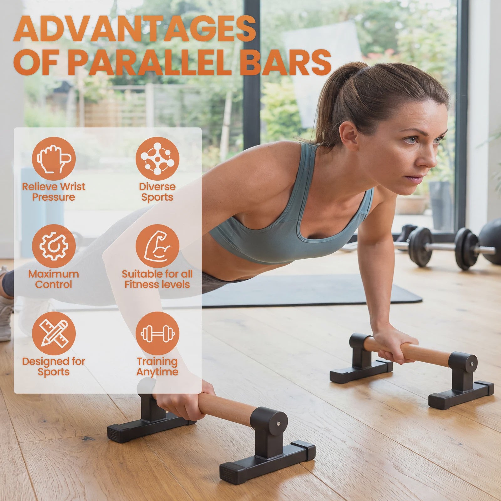 Houten Parallettes Push-Up Bars - Ergonomische Calisthenics Bars voor Krachttraining