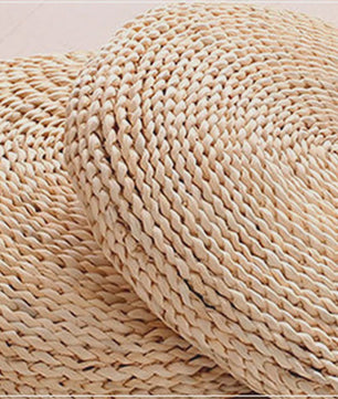 Ronde Tatami Meditatiekussen van Maïsschillen en Stro - Japans Design (30/40cm)
