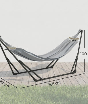Outsunny 2-in-1 Stalen Hangmat & Hangstoel Standaard - Opvouwbaar, Draagbaar met Tas, 120 kg