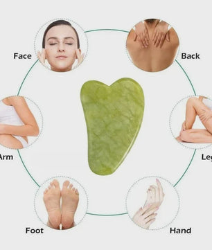 Natuurlijke Jade Roller & Gua Sha Set - Gezichts-, Lichaams- en Voetmassage