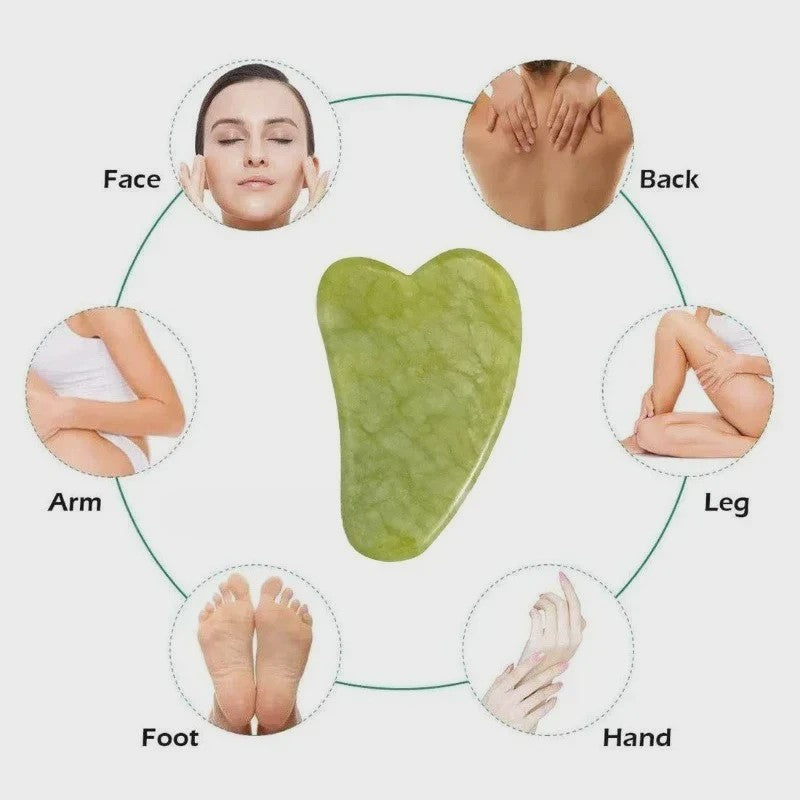 Natuurlijke Jade Roller & Gua Sha Set - Gezichts-, Lichaams- en Voetmassage