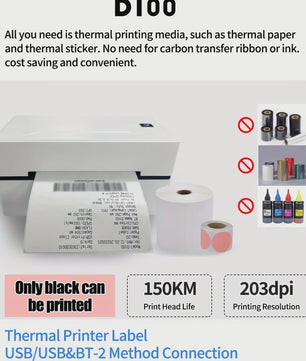 Marklife D100 Thermische Labelprinter: Print Verzending, Barcode & Bedanklabels Vanaf PC/Smartphone