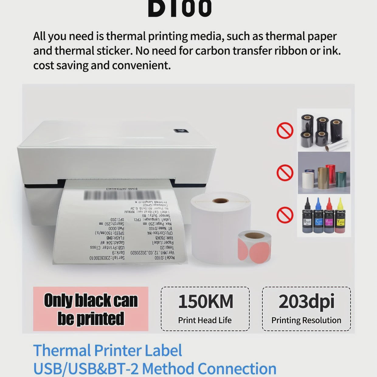 Marklife D100 Thermische Labelprinter: Print Verzending, Barcode & Bedanklabels Vanaf PC/Smartphone