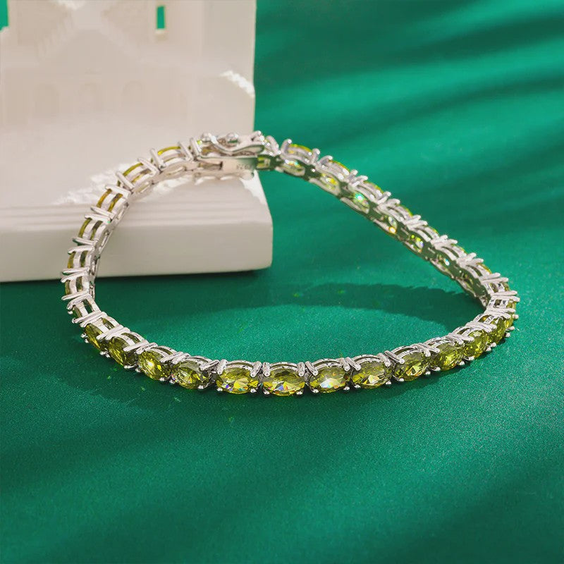 Peridot Tennisarmband Zilverkleurig - August Geboortesteen - Dames