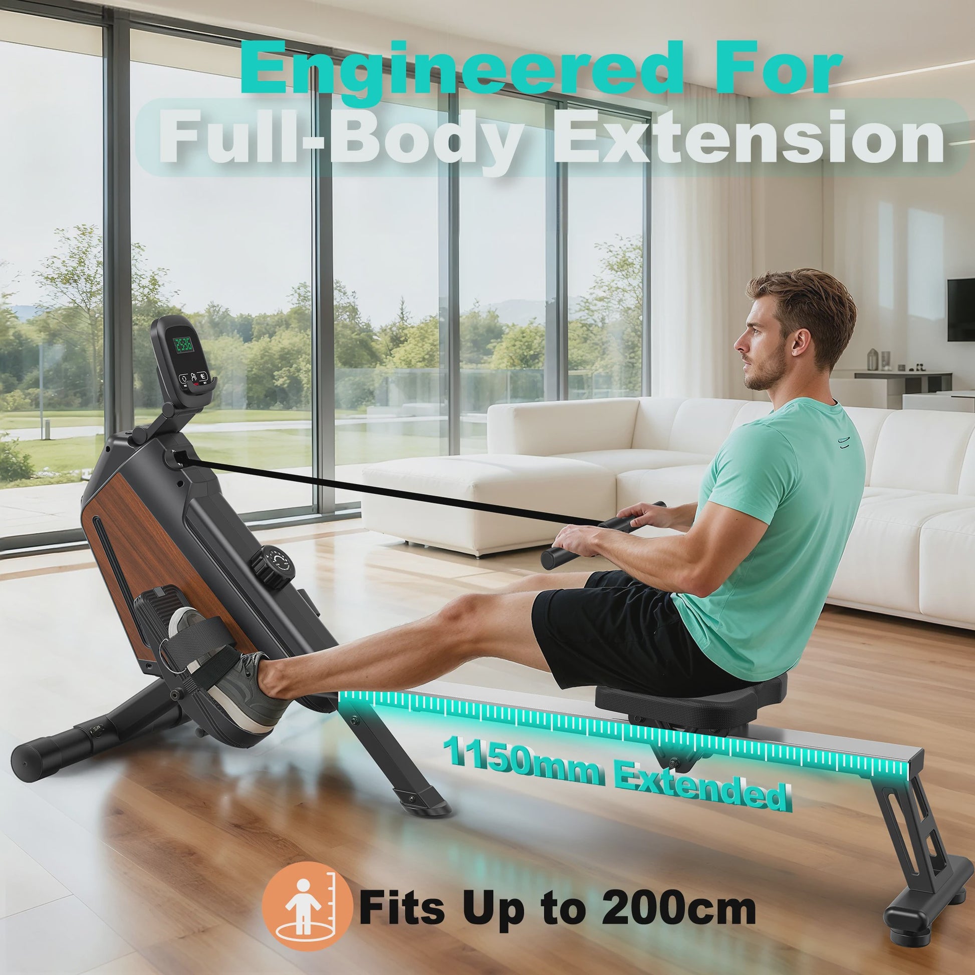 Inklapbare Roeitrainer MettleMatic: 16 Niveaus Magnetische Weerstand & LCD Monitor voor Thuis Cardio