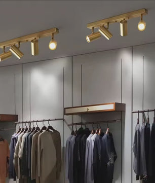 Moderne Gouden Plafondspot met 3 Draaibare Spots - Stijlvolle Woonkamer & Kledingkast Verlichting