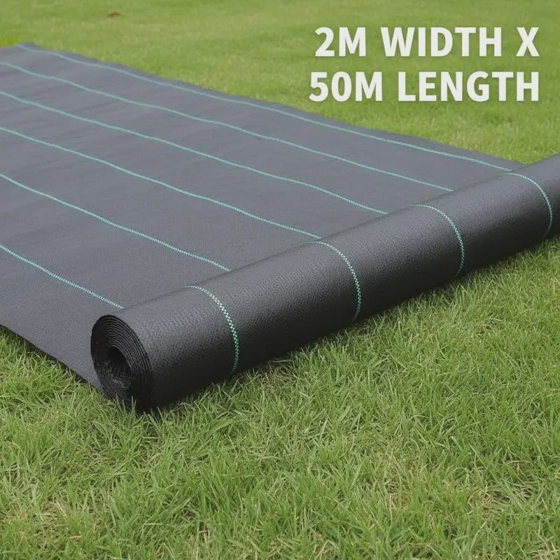 Onkruiddoek Zwart 2x50m PP - UV & Waterbestendig Bodembedekker voor Tuin, Gazon & Balkon