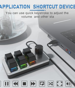 Programmeerbaar Mini Mechanisch Toetsenbord met RGB en Draaiknop voor Photoshop & Gaming