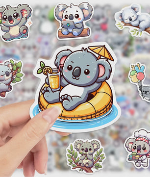 Schattige Cartoon Koala Stickers Set - Decoratief, Waterdicht & DIY voor Kinderen, Scrapbooking, Laptops
