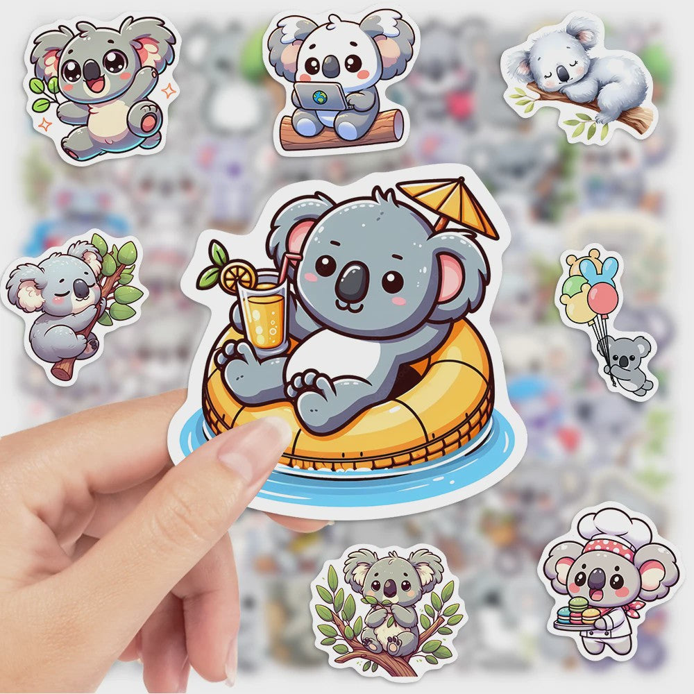 Schattige Cartoon Koala Stickers Set - Decoratief, Waterdicht & DIY voor Kinderen, Scrapbooking, Laptops