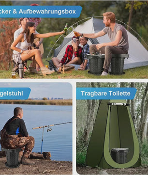 Draagbaar Toilet met Deksel - 180kg Draagvermogen | Ideaal voor Camping, Vissen, Reizen & Noodgevallen