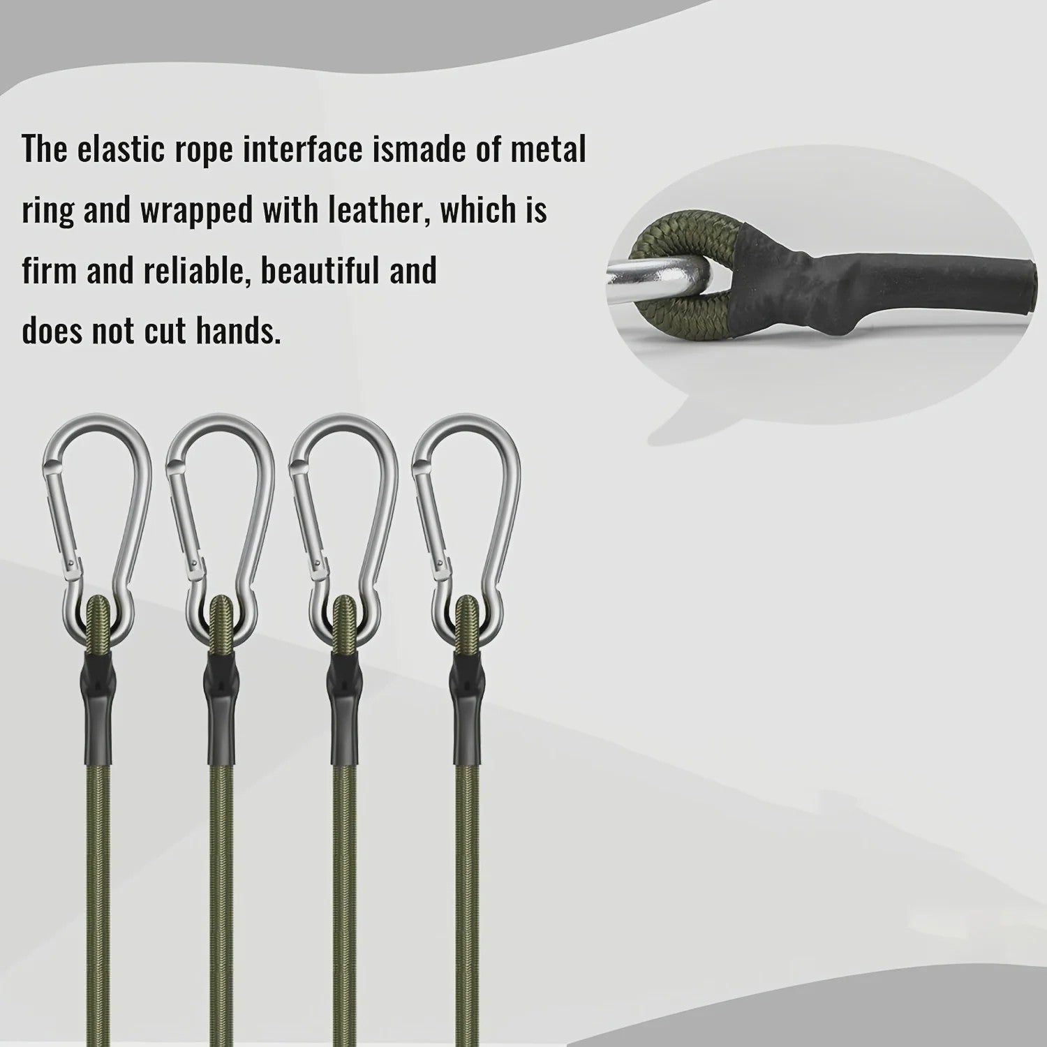 2x Elastisch Touw met Aluminium Haak - 8mm Schokabsorberend Bindtouw voor Outdoor & Camping