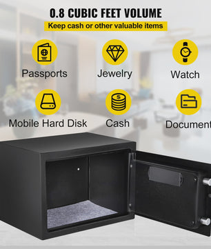 Digitale Kluis met Vingerafdrukscanner & Code - 0.8 Cu Ft - Veilig Geld, Documenten & Waardevolle Spullen