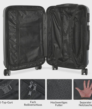 3-delige Trolley Koffer Set Donkergrijs - Lichtgewicht ABS, TSA Slot & 360° Dubbele Wielen