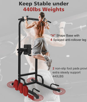 Krachtstation Power Tower: Pull-up Bar, Dip Station & Fitness Toren voor Thuistraining