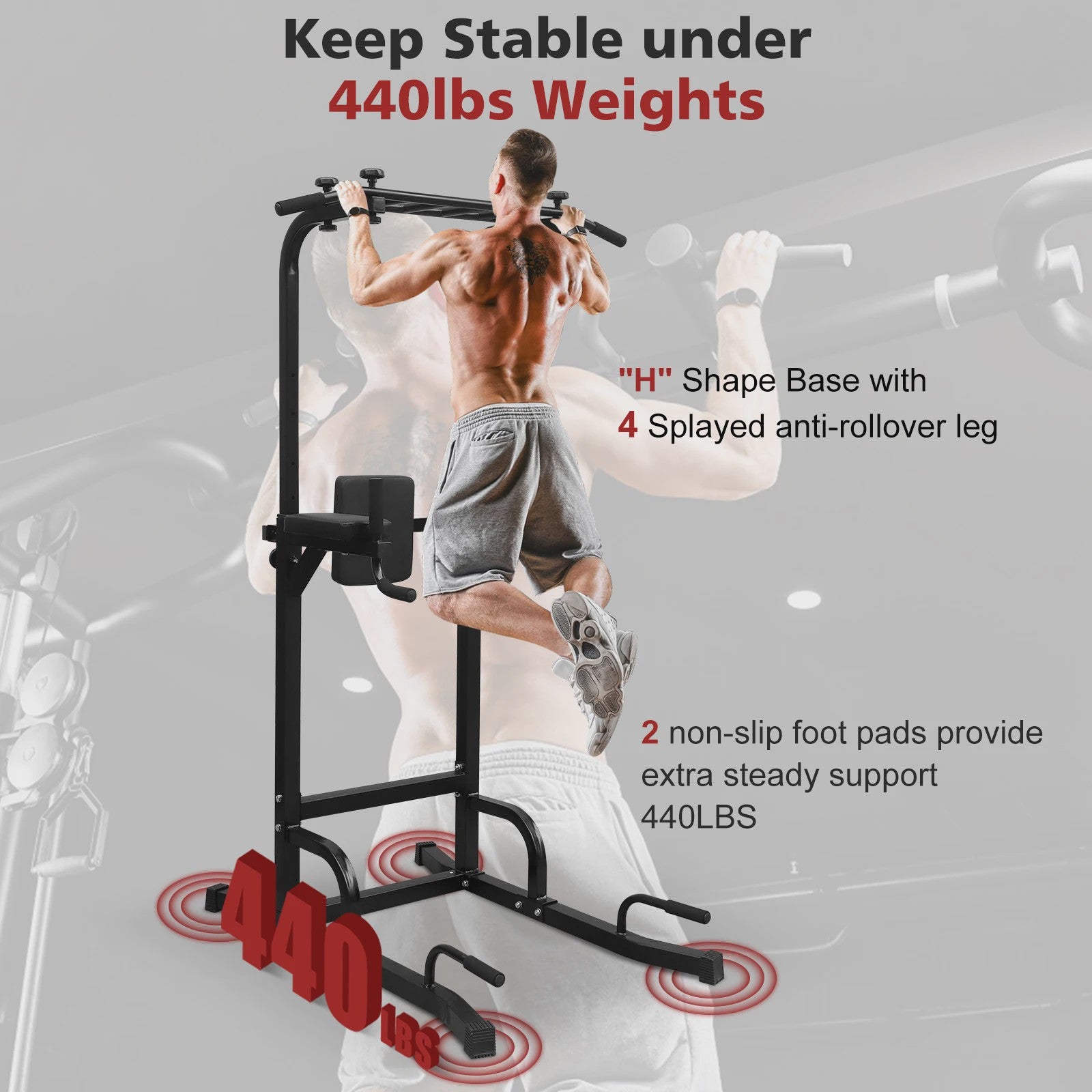 Krachtstation Power Tower: Pull-up Bar, Dip Station & Fitness Toren voor Thuistraining