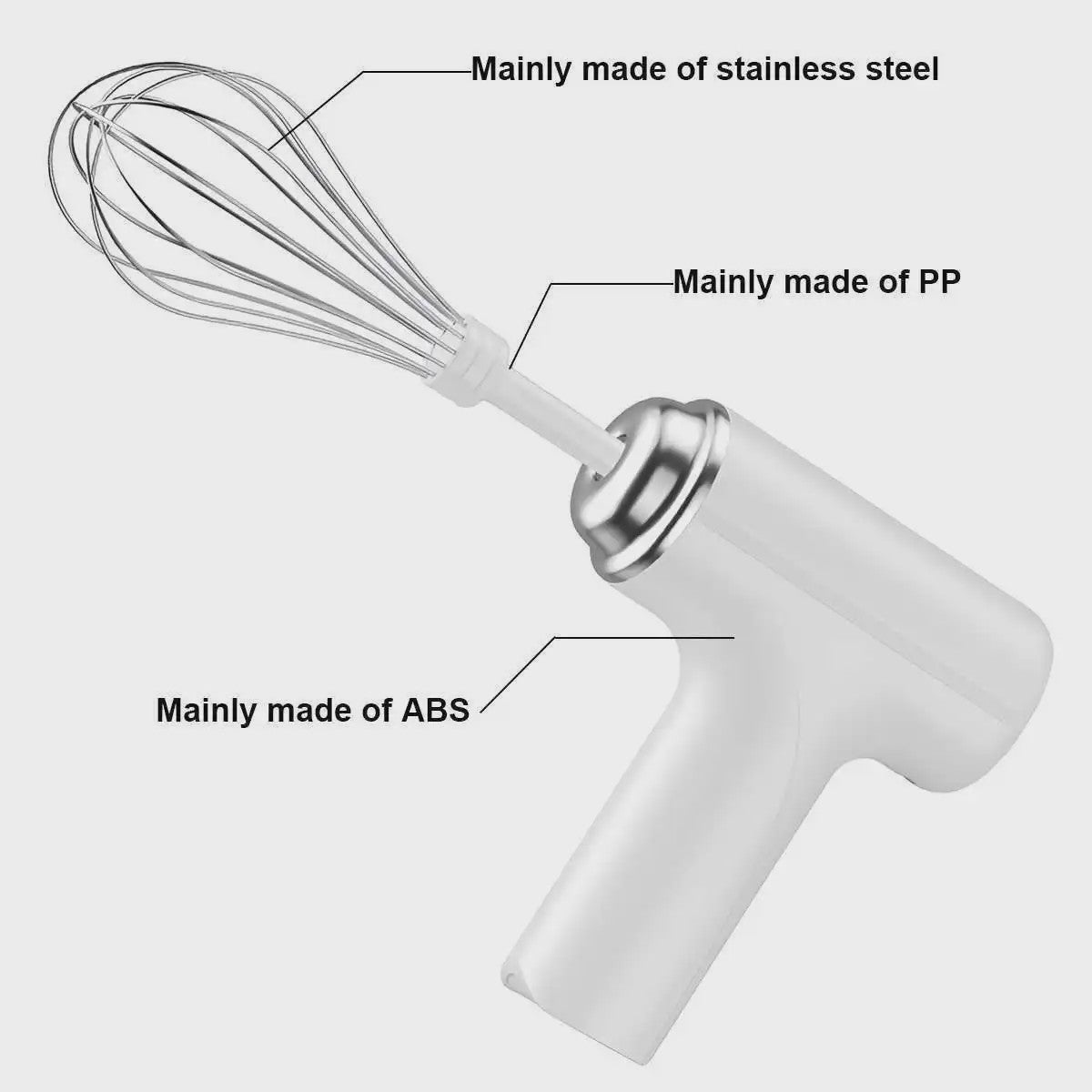 Draadloze Elektrische Handmixer met 3 Snelheden - Perfect voor Bakken en Mixen