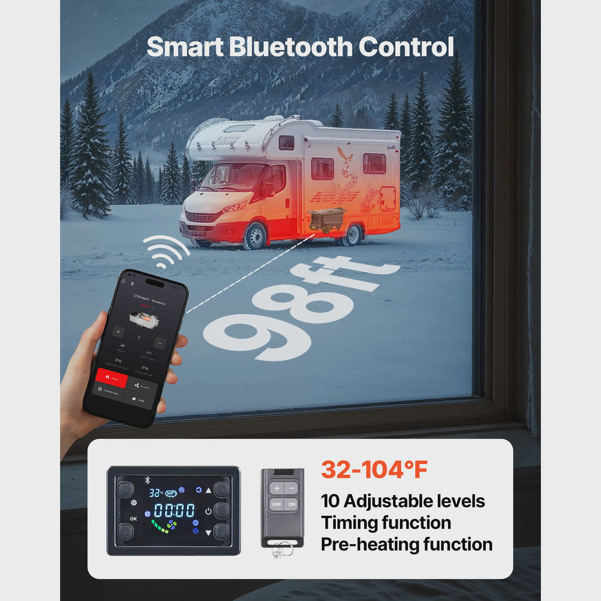 8KW Diesel Luchtverwarmer All-in-One met Bluetooth App & Afstandsbediening
