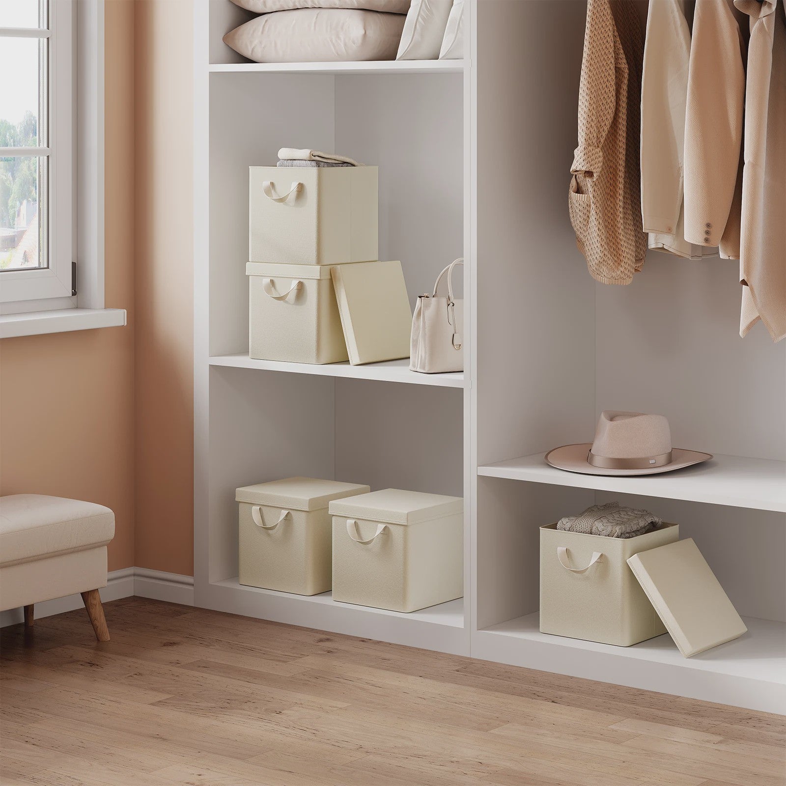 Opvouwbare Opbergbox met Deksel - Set van 3 of 5 - Stoffen Organizer voor Kleding en Speelgoed