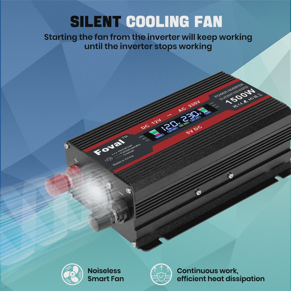 Krachtige 1500W-3000W Auto Omvormer (DC12V/24V naar AC230V) met LCD, USB & EU-stopcontact