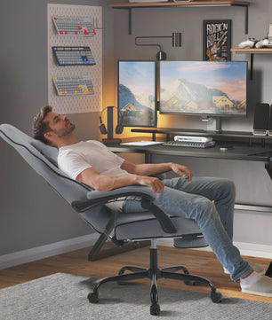 Ergonomische bureaustoel met voetensteun en lendenkussen - Comfortabel gamen en werken