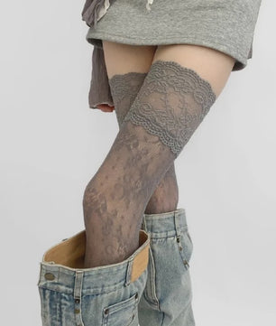 Luxe Kant Dijhoge Kousen - Elegante Over de Knie Sokken voor Dames & Lolita Stijl